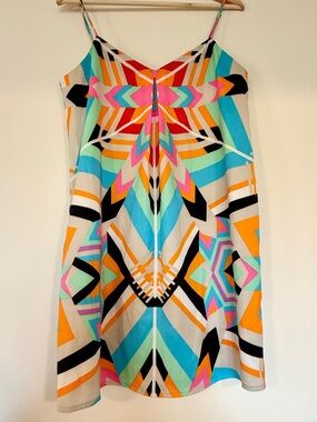 Mara Hoffman Summery Colorful Geometric Print Slip Dress - Size Medium